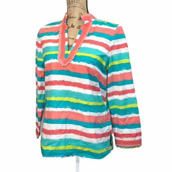 Vineyard Vines Tunic Top Silk Cotton Stripes S - Picture 12 of 12